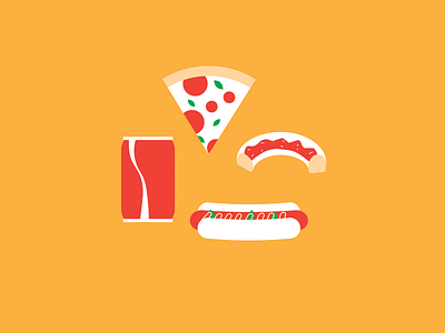 Omnom coke donut fast food food illustration italian omnom pizza slice vector