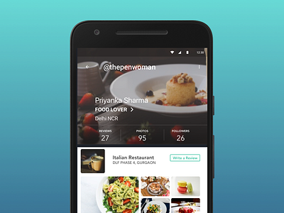 User Profile android challenge dailyui design food layout review sketch ui uidesign userinterface userprofile