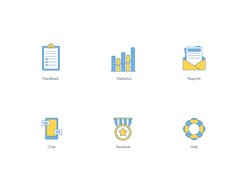 Dashboard Icons chat feedback help iconography icons illustration line reports rewards stats vector