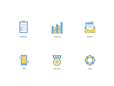 Dashboard Icons chat feedback help iconography icons illustration line reports rewards stats vector