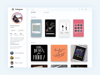 Instagram for Web - Profile dailyui design instagram profile stories typography ux
