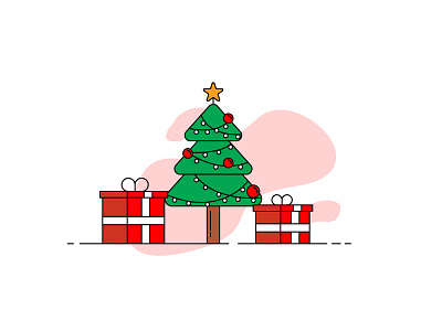 Happy Holidays christmas decoration gift icon illustration present santa vector