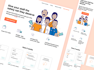 Landing Page for Benefits App branding clean dailyui design homepage icons illustration landing landing page lineicon typography ui ux webdesign website