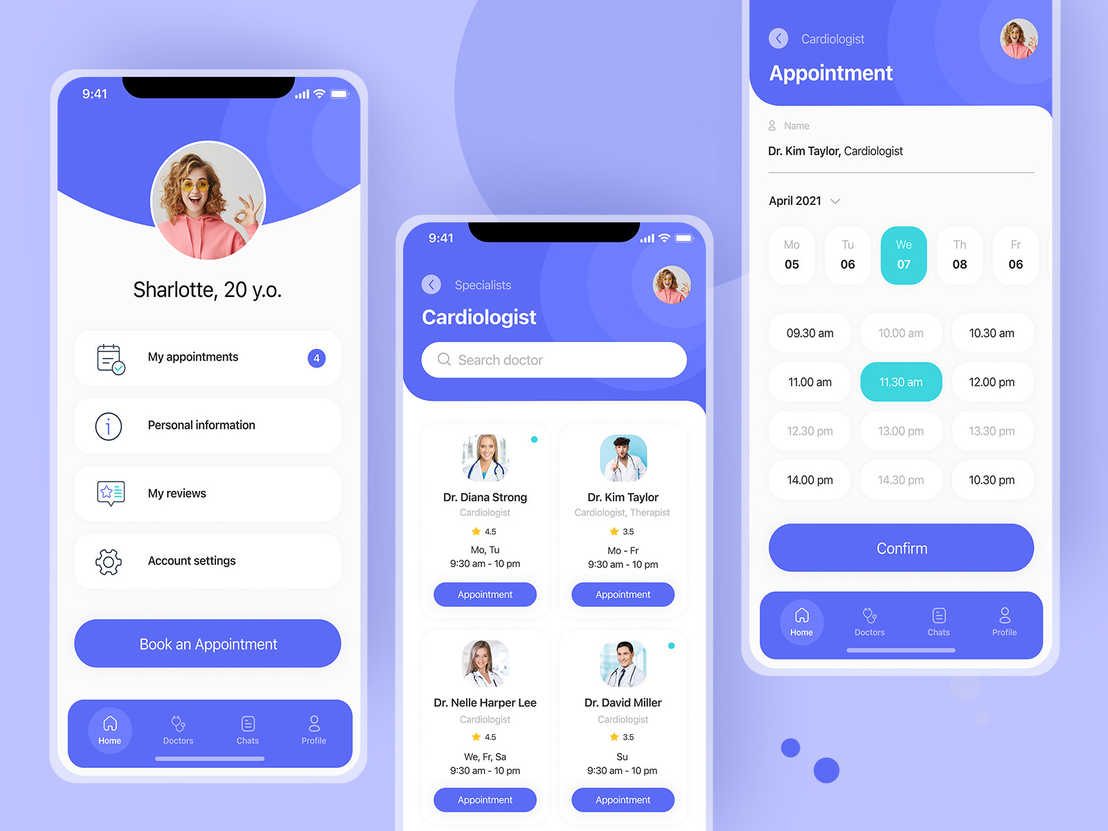 Medical Mobile App "Find your doctor nearby" by Elena Zhur on Dribbble