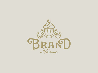 Cute Cupcake Carriage Logo design icon illustration logo vector