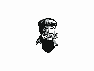 Bust Of A Man With Curly Mustache Logo icon illustration logo vector