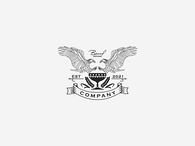 Heraldic Eagles And Goblet Logo branding design illustration logo vector