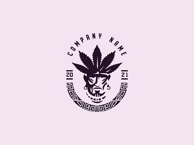 Aboriginal With Cannabis Logo branding design illustration logo vector