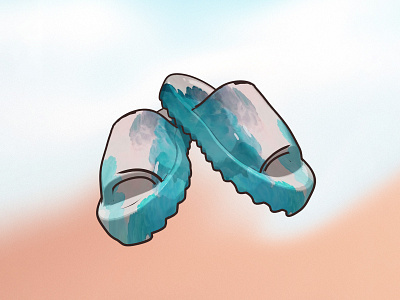 Peach slides 3d art footweardesign illustration sneakers yeezy