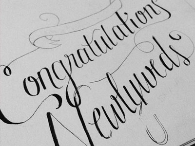 newlyweds congratulations sketch typography wedding wip