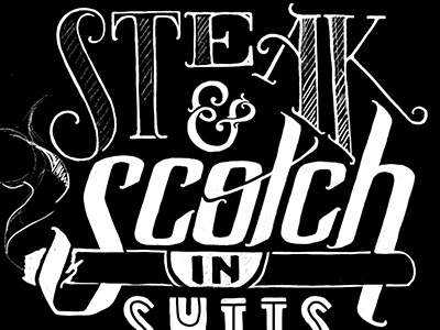 wip – steak & scotch in suits / part deux custom hand drawn type illustration lettering typography wip