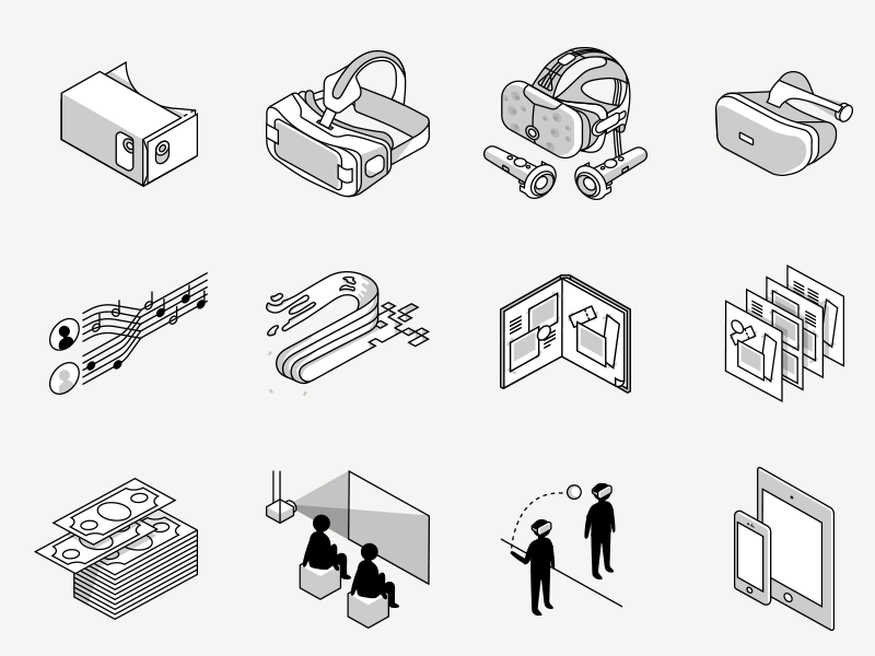 isometric virtual reality icons isometric vr lined icons illustration virtual reality icons