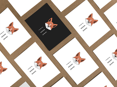 Top view bunch of business cards adobe illustrator fox lineart logodesign logotype