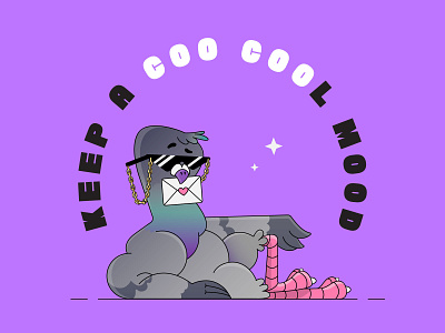Character pigeon design artist character design cool cool mood design digital drawing mascot message mood pigeon purple vector