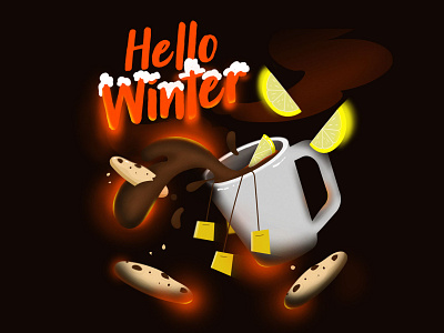 Winter mood is ON graphic design hot illustration illustrator mood photoshop teacup vector winter winter design