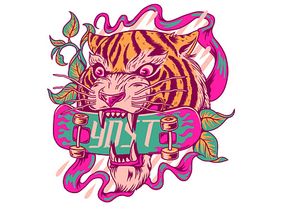 tiger skate illustrator skate skateboard skateboarding tiger tiger logo tiger mascot