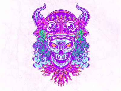 skull with barong ket mask