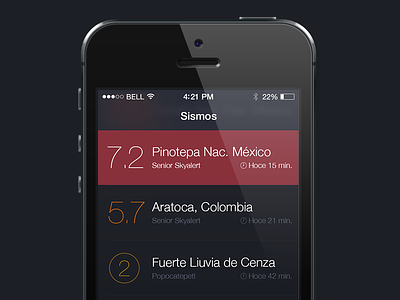 iOS7 app app disasters flat ios ios7 iphone mexico minimal sismos ui user interface ux