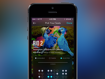 Cinema App - iOS7 app booking cinema interface ios ios7 iphone movie rio ticket ui ux