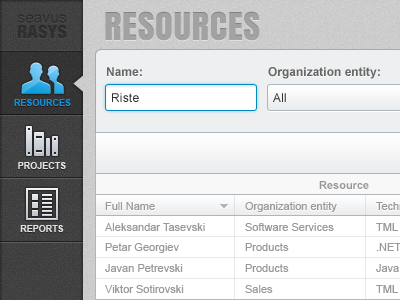 Resource Allocation Application UI app application bar forms menu navigation progress resources ui user interface