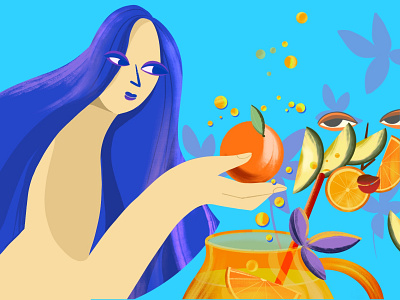 Orange juice. Girl brunch blue hear brunch fresh fruit girl illustration juice orange color orange county orange juice spring break vegetarian