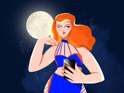 Red hair.Moon.Badass character characterdesign fashion girl girl character girl illustration sexy chick women illustration women in illustration