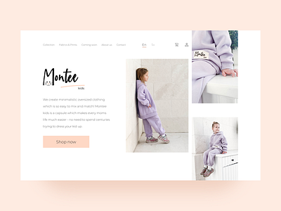 Main page for kids streetwear brand MonteeKids design fashion kids website website design