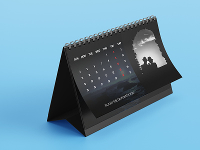 Desk calendar design black month