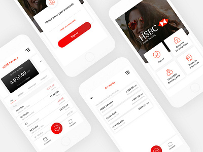 HSBC App concept account page balance banking app hsbc app icons mobile sign in screen