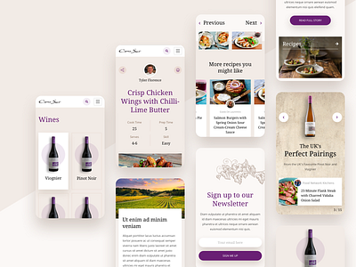 Wine & Food Mobile clean design food mobile newsletter recipe recipe page ui ux wine winery