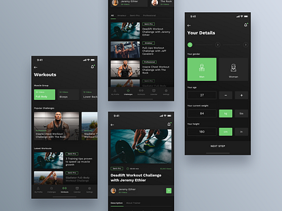 Workout App #2 app dark interface design gym ios mobile ui ux workout