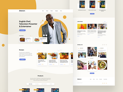 Celebrity Chef Homepage chef clean design food homepage light theme product promotional recipe social feed ui ux web