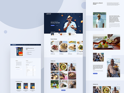 Celebrity Chef Website biography chef clean ui cooking website light theme product page recipe social feed ui ux web