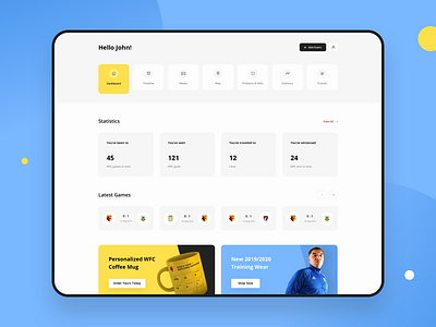Football Fan Dashboard clean design dashboard design graphics platform product design sport dashboard ui ux web web app