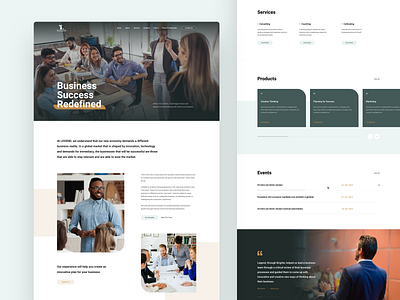 Business Consultancy Homepage business clean coach courses desktop events homepage landing page product services testimonial ui ux