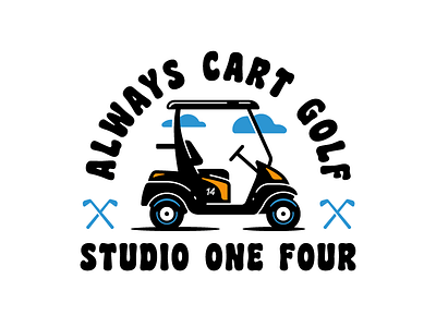 Cart Golf clouds golf golf cart golf club golfer golfing icon illustration studio wheels