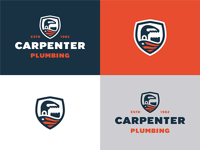 Carpenter Plumbing Logo america badge brand flag logo plumbing usa wrench
