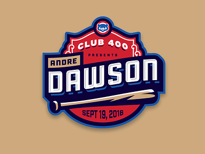 Andre Dawson Event badge baseball bat chicago cubs custom logo mlb type