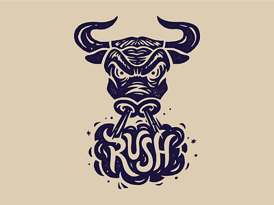 Bull Rush american animal bull customer football illustration lettering nfl rush type