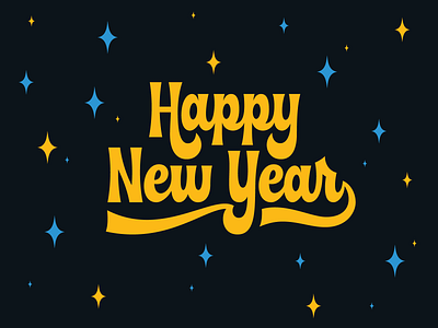 Happy New Year hand lettering happy new year lettering logo new years eve party script serif stars type type design wordmark