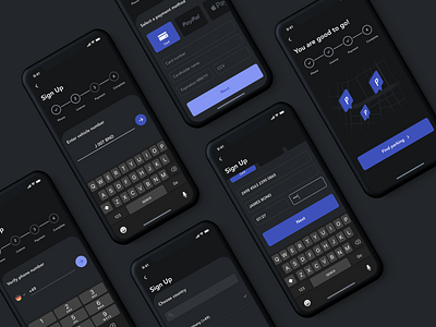 parkly app sign up app car confirmation form ios mobile night mode parking payment profile registration sign up ui user interface ux