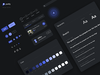 parkly app design system app components design system mobile night mode styleguide ui user interface ux