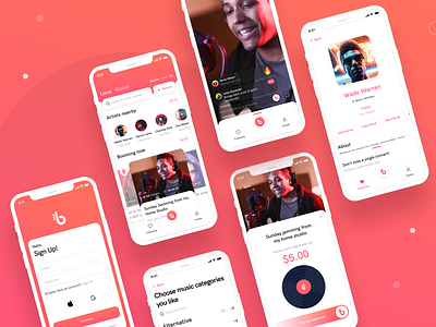 boom — music streaming mobile app app branding concert covid design events home ios live mobile music social streaming ui user interface ux