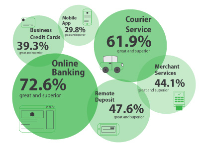 survey results bank banking circles gray green icons infographic results survey white