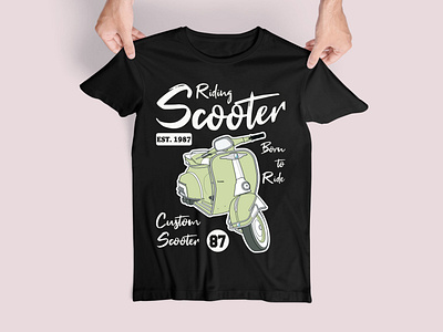 Riding Scooter T-shirt brand branding design graphic design illustration logo riding scooter t shirt t shirt art t shirt design vintage t shirt design