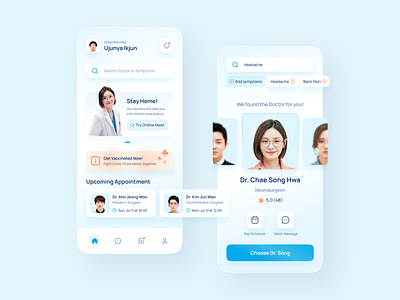 Hospital Playlist - Medical Mobile App appointment clean clinic covid doctor health healthcare hospital light medical medicine minimal mobile app online patient playlist search ui ux web design