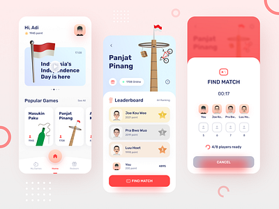 Indonesia Independence - Game UI Mobile App 3d avatar candy color celebrate clean colorful fun design game graphic design illustration independence indonesia inspiration light mobile app mobile game modern trending ui ux