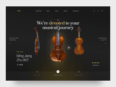 Fiddle Violin Store Animation animation classic clean dark design graphic design interaction landing page modern motion graphics music shop store ui ui animation ux violin web animation web design website