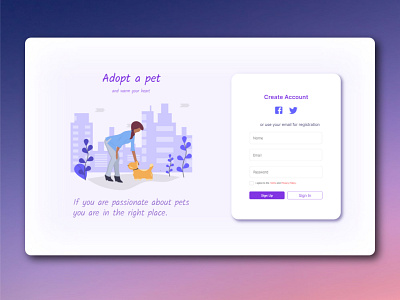 Sign Up page layout uidesign