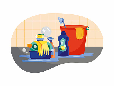 Illustration about house cleaning cleaning flat illustration minimal vector